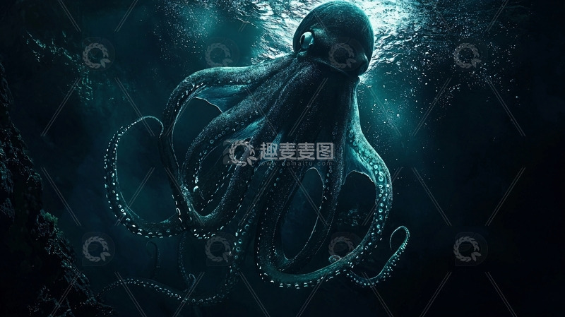 高清大图下载【趣麦麦图】深海巨型章鱼