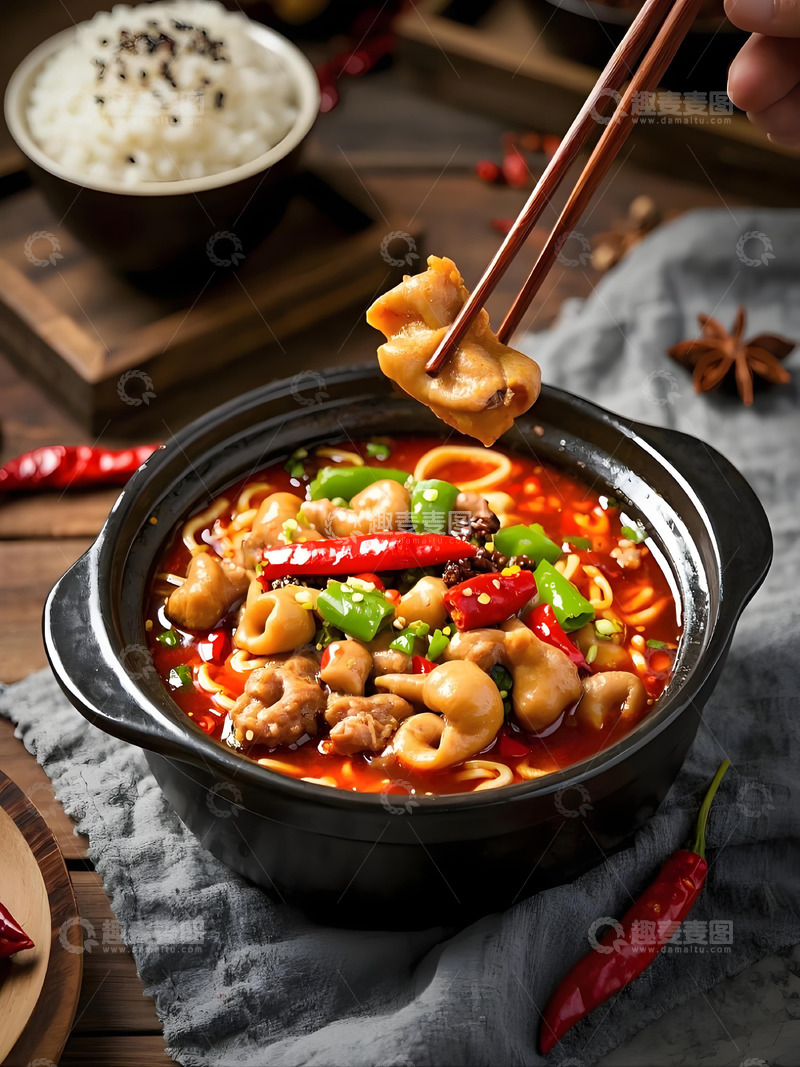 高清大图下载【趣麦麦图】鲜嫩的肥肠面麻辣肥肠面