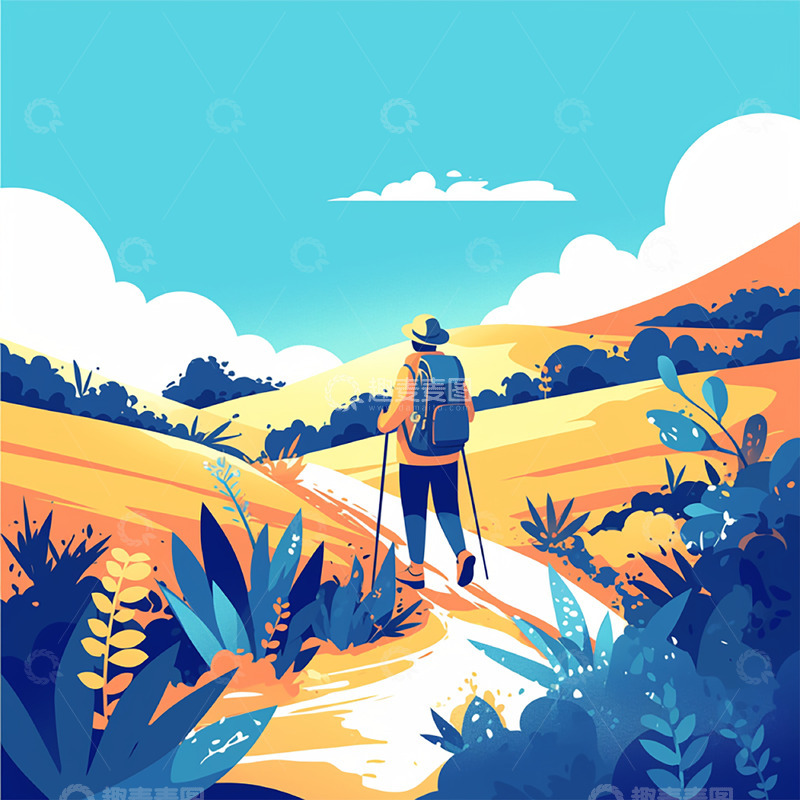 高清大图下载【趣麦麦图】徒步旅行的人1