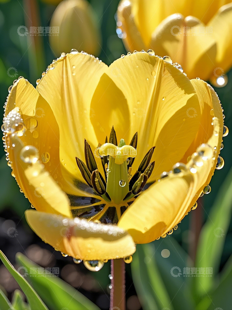 高清大图下载【趣麦麦图】春天花 黄色郁金香特写