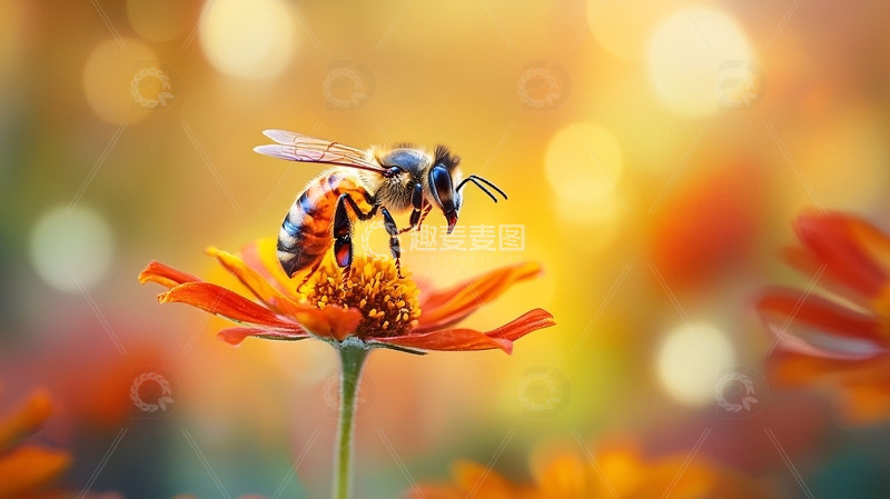 高清大图下载【趣麦麦图】蜜蜂采蜜高清图