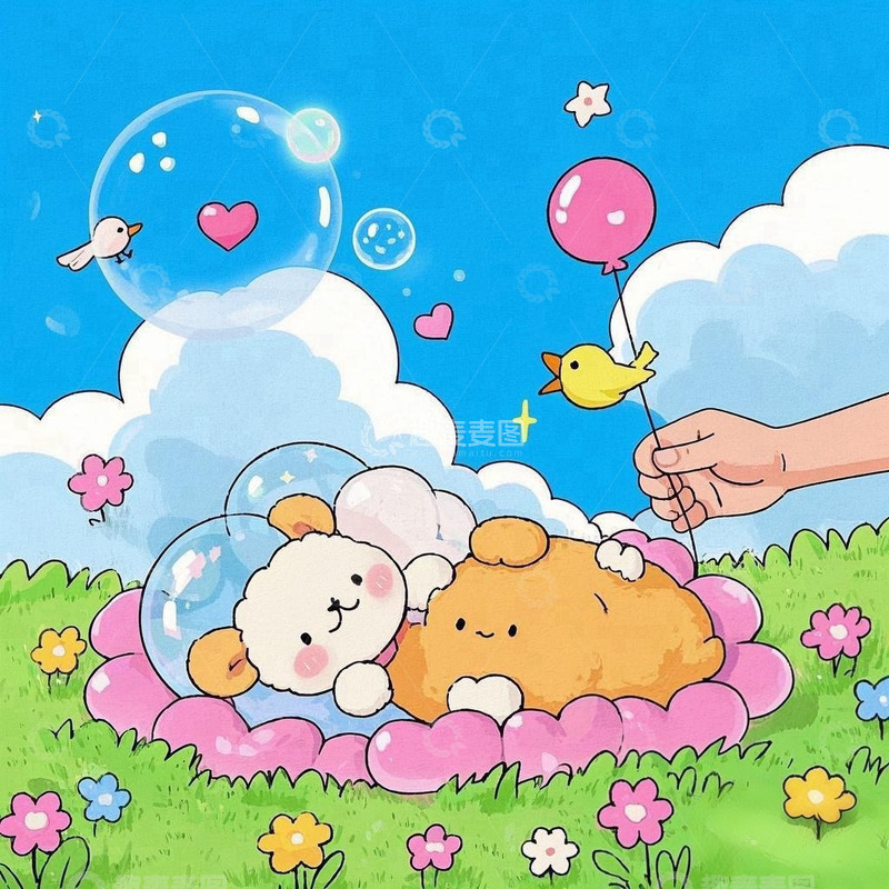 高清大图下载【趣麦麦图】 萌宠泡泡乐园