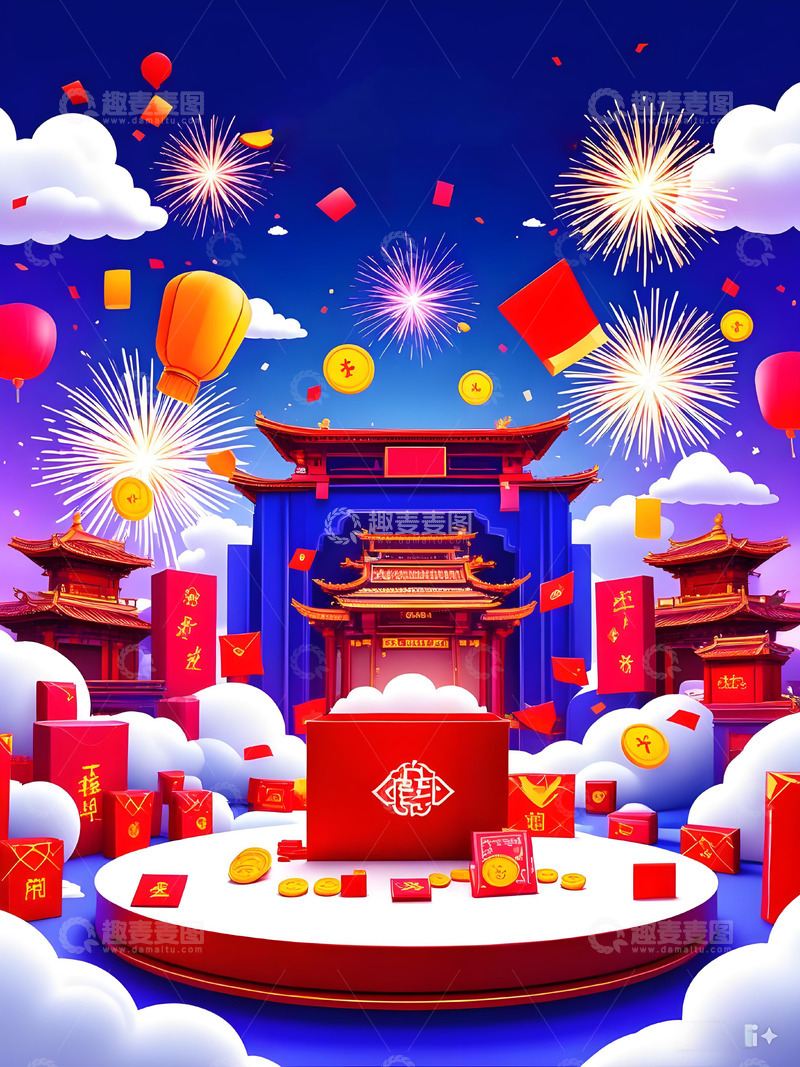 高清大图下载【趣麦麦图】电商红色促销背景电商设计1