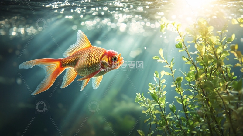 高清大图下载【趣麦麦图】阳光下的金鱼