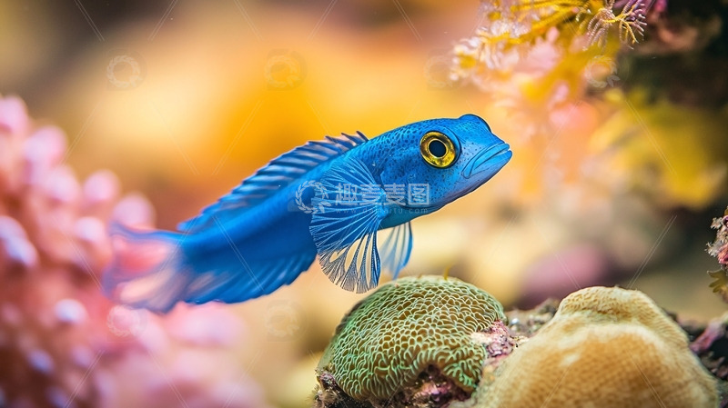 高清大图下载【趣麦麦图】蓝色小鱼珊瑚礁
