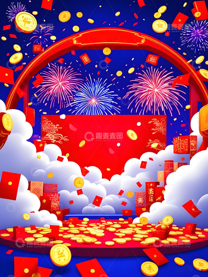 高清大图下载【趣麦麦图】电商红色促销背景电商设计2