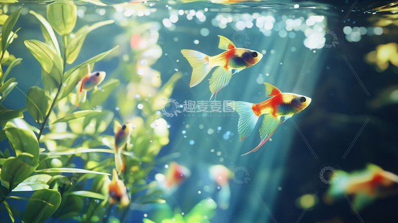 高清大图下载【趣麦麦图】水族箱里快乐的鱼群