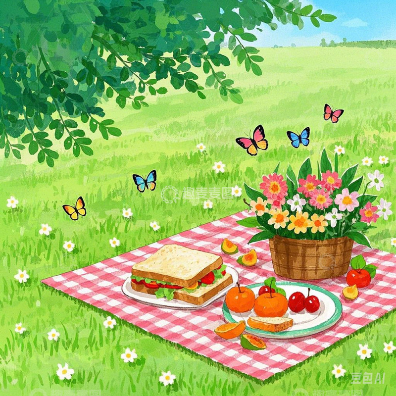 高清大图下载【趣麦麦图】春分阳光正好，野餐时光乐陶陶