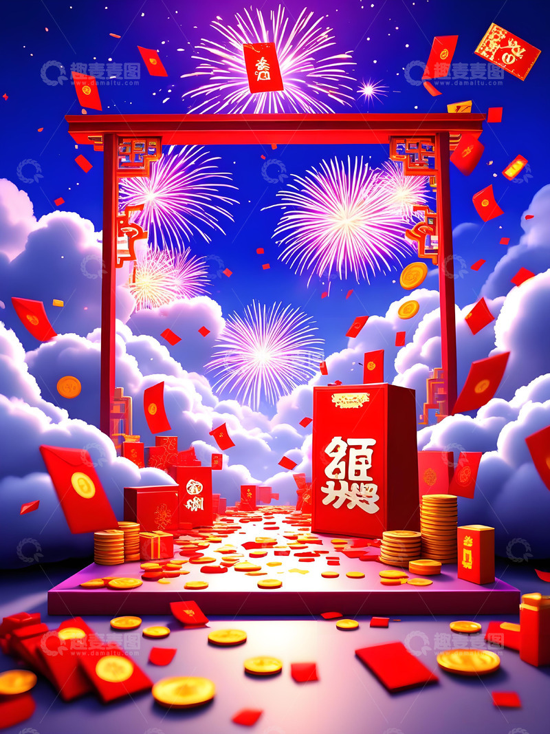 高清大图下载【趣麦麦图】电商红色促销背景电商设计4