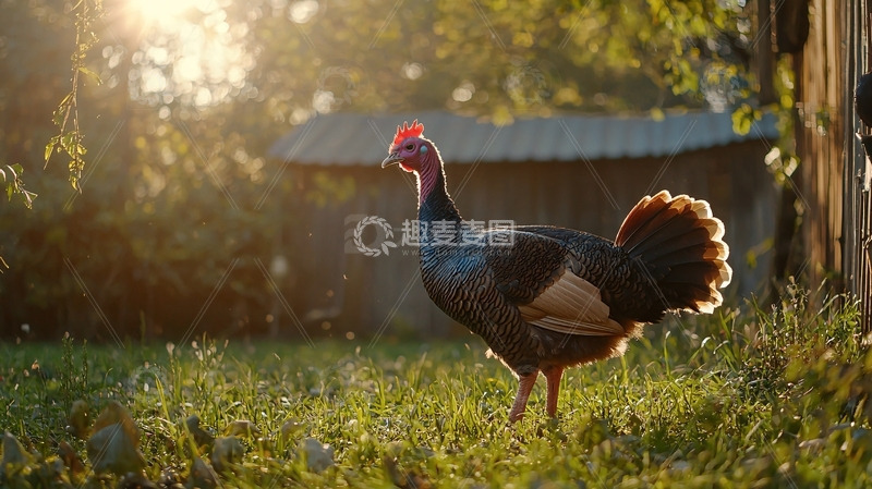 高清大图下载【趣麦麦图】阳光下农家散养火鸡