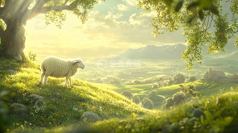 高清大图下载【趣麦麦图】阳光下牧羊