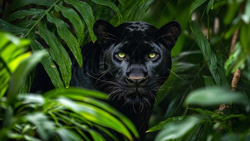 黑豹在丛林中凝视