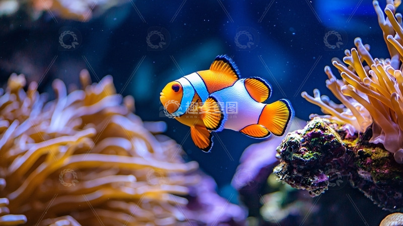 高清大图下载【趣麦麦图】小丑鱼珊瑚礁水族馆背景