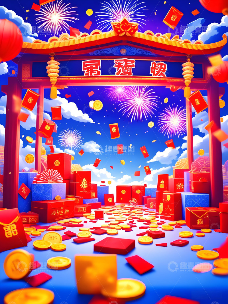 高清大图下载【趣麦麦图】电商红色促销背景电商设计5