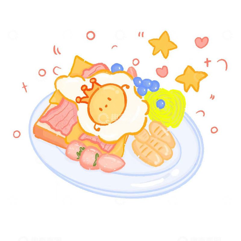 高清大图下载【趣麦麦图】-美味蛋仔噗噗早餐