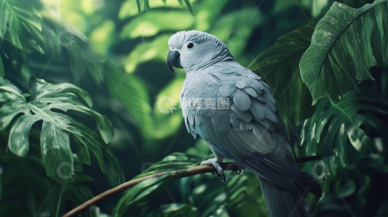 高清大图下载【趣麦麦图】灰鹦鹉