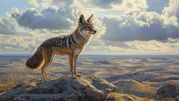 山顶上的黑背胡狼