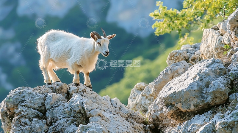 高清大图下载【趣麦麦图】山羊在岩石上