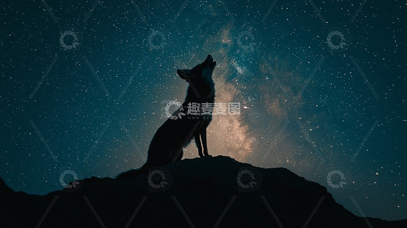 高清大图下载【趣麦麦图】星空下的狼影