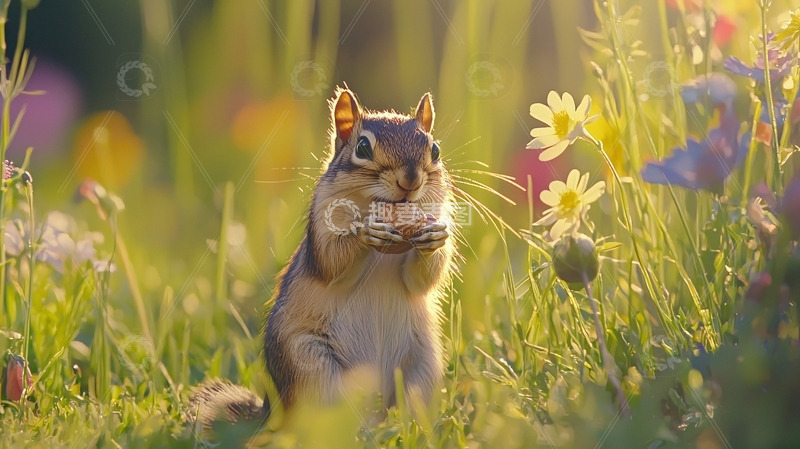 高清大图下载【趣麦麦图】可爱的花栗鼠吃东西