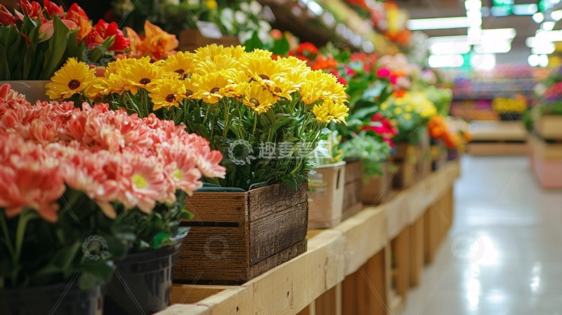 高清大图下载【趣麦麦图】鲜花店货架上的鲜花