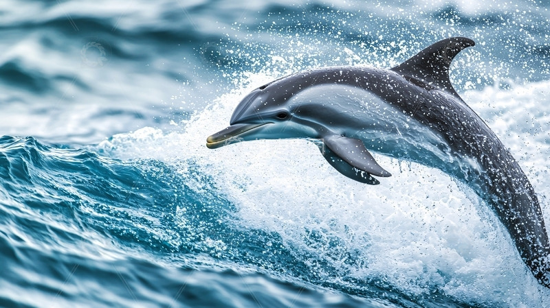 高清大图下载【趣麦麦图】海豚跃出海面
