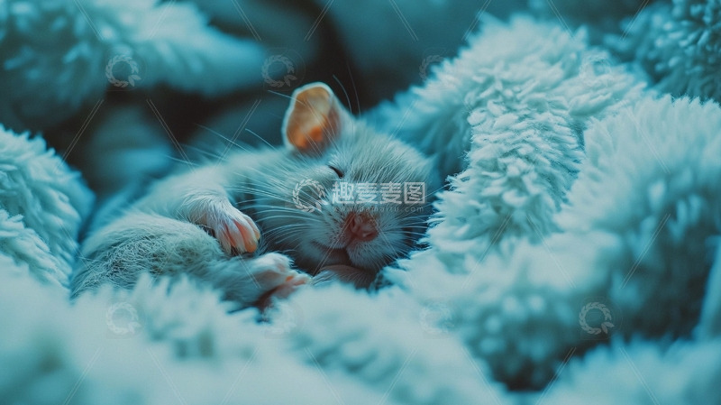 高清大图下载【趣麦麦图】毛茸茸的小老鼠甜甜睡