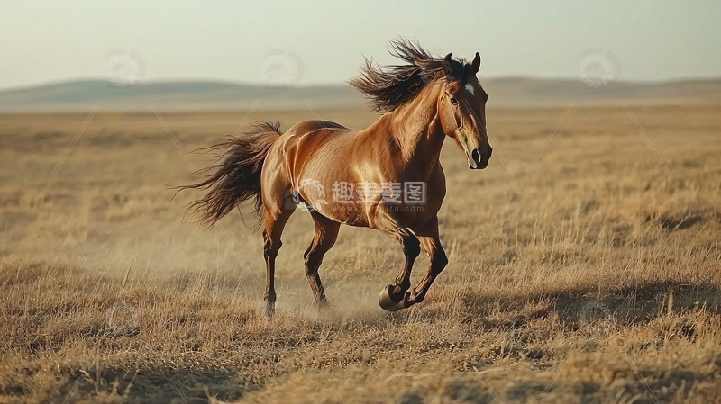 高清大图下载【趣麦麦图】奔腾的棕褐色骏马