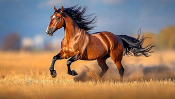 奔腾的棕色骏马