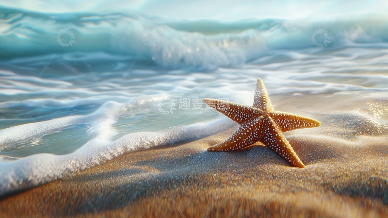 高清大图下载【趣麦麦图】海滩边上的海星