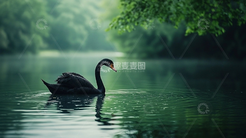 高清大图下载【趣麦麦图】黑天鹅湖面