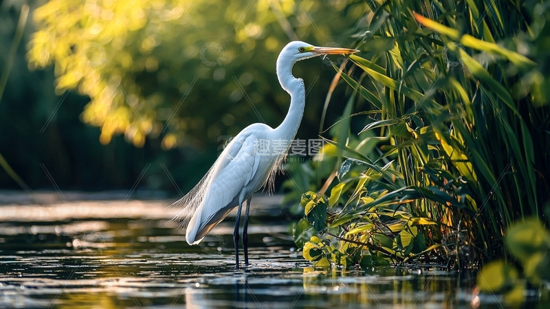 高清大图下载【趣麦麦图】白鹭在水边觅食