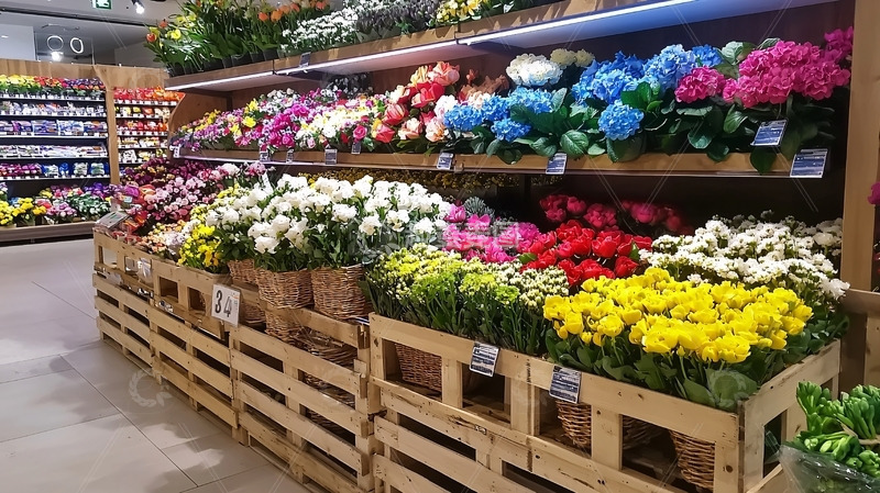 高清大图下载【趣麦麦图】超市鲜花货架