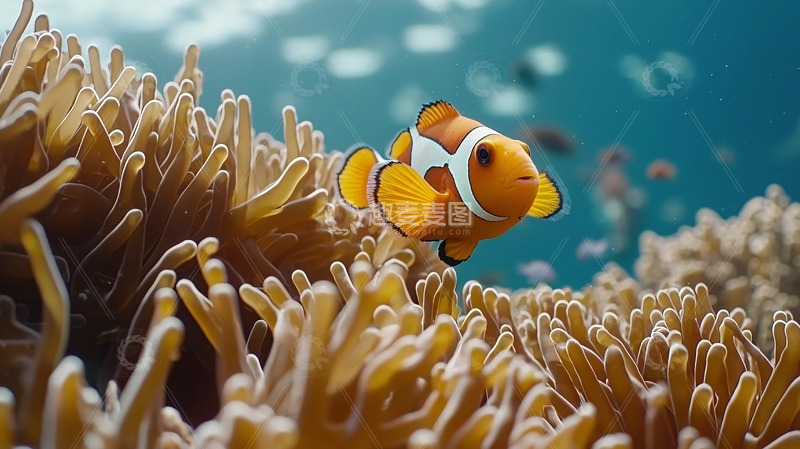 高清大图下载【趣麦麦图】小丑鱼珊瑚礁海洋背景