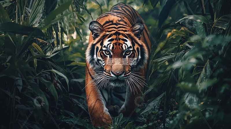 高清大图下载【趣麦麦图】丛林深处的老虎
