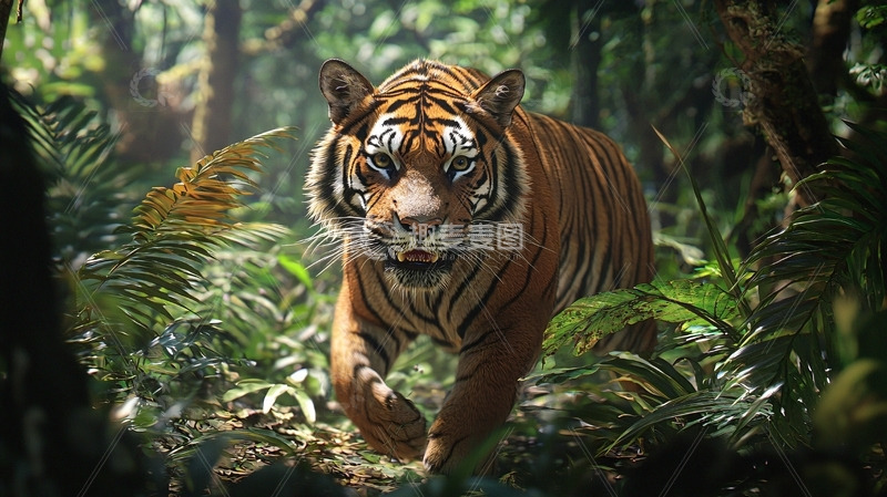 高清大图下载【趣麦麦图】孟加拉虎丛林漫步