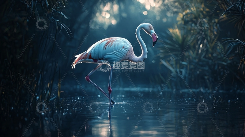 高清大图下载【趣麦麦图】粉红火烈鸟