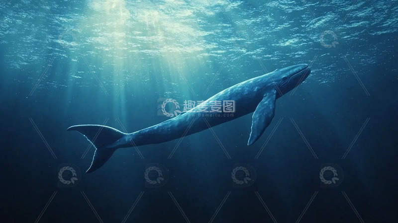 高清大图下载【趣麦麦图】阳光下的蓝鲸