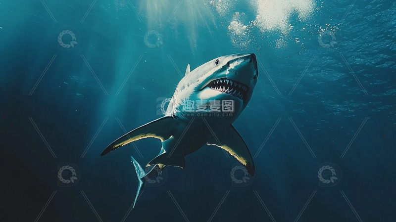 高清大图下载【趣麦麦图】深海巨鲨仰视特写