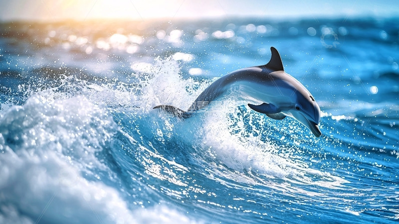 高清大图下载【趣麦麦图】海豚跃出海面