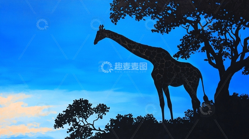 高清大图下载【趣麦麦图】长颈鹿剪影