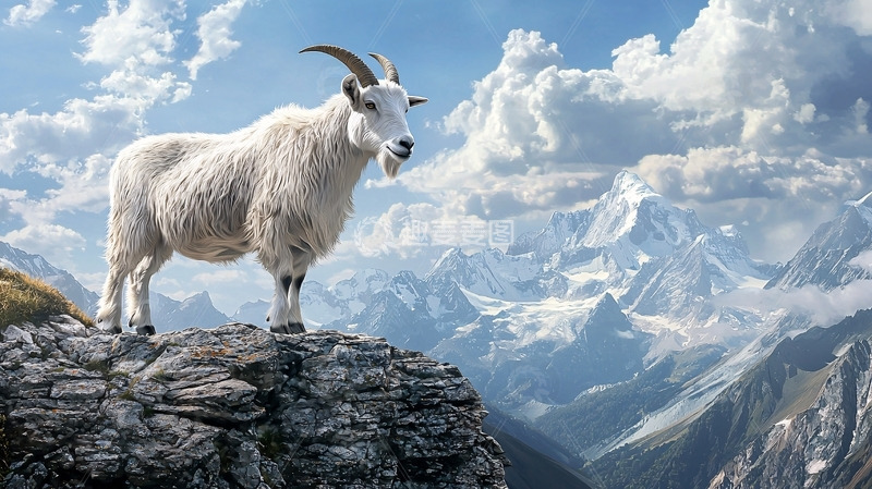 高清大图下载【趣麦麦图】山羊站在山顶