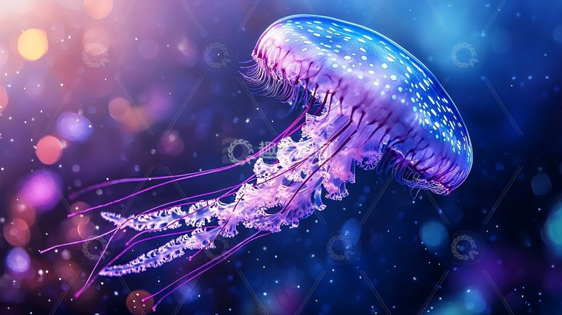 高清大图下载【趣麦麦图】梦幻紫色蓝色水母