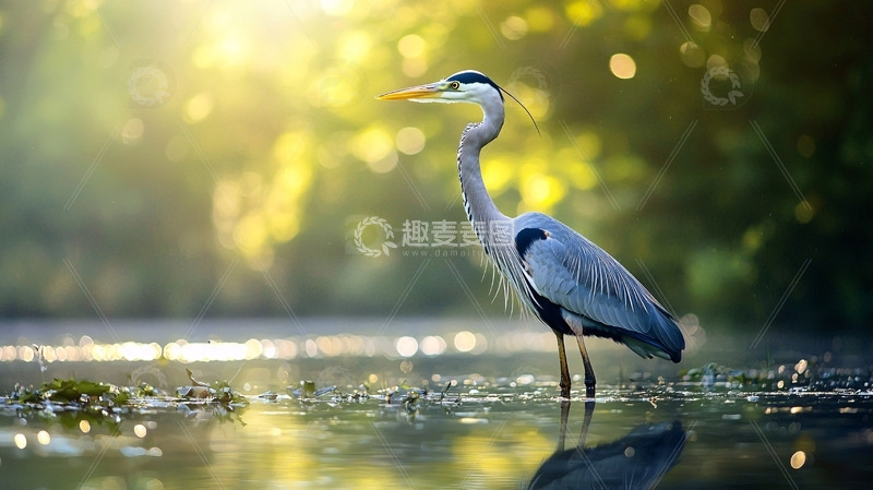 高清大图下载【趣麦麦图】阳光下的灰鹭