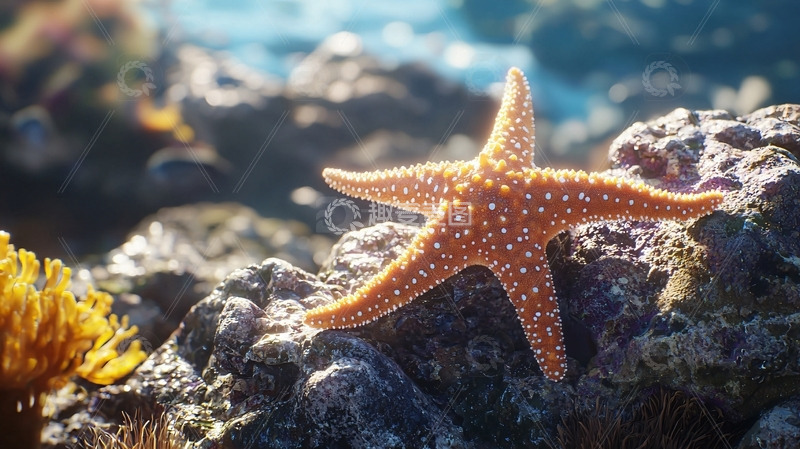 高清大图下载【趣麦麦图】海星礁石阳光下的海星