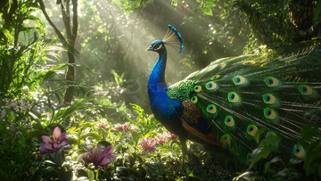 森林里孔雀开屏