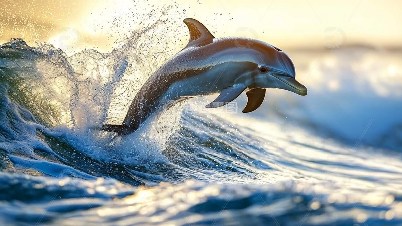 高清大图下载【趣麦麦图】海豚跃出海面