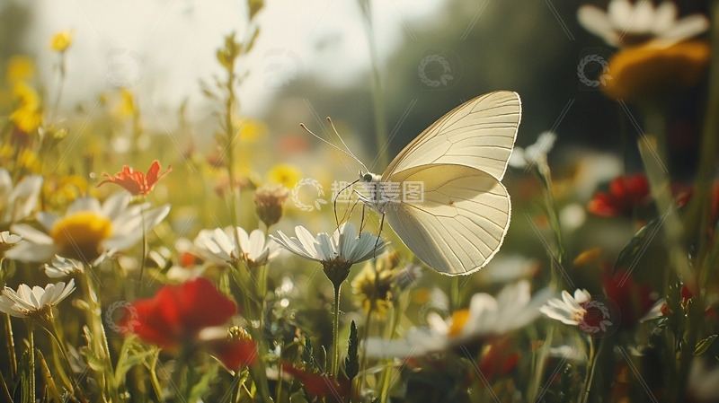 高清大图下载【趣麦麦图】阳光下白蝴蝶花丛