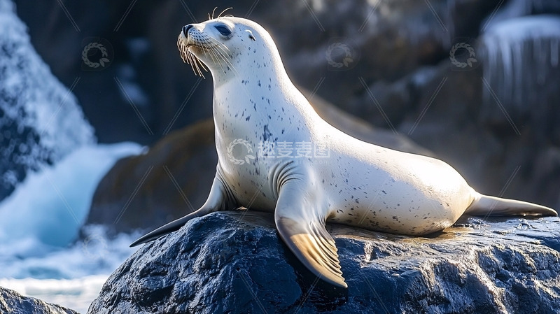 高清大图下载【趣麦麦图】海豹在岩石上休息