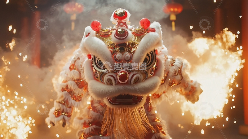 高清大图下载【趣麦麦图】舞狮表演